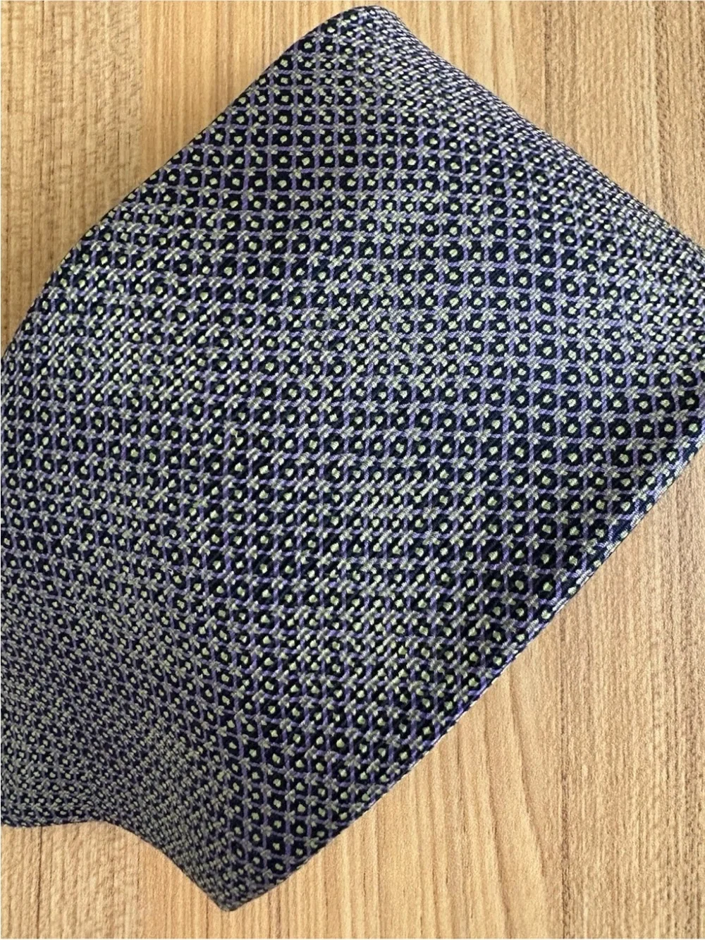 Vintage Brioni Silk Tie Logo Bar Chain Italy Purple Geometric Artsy Designer